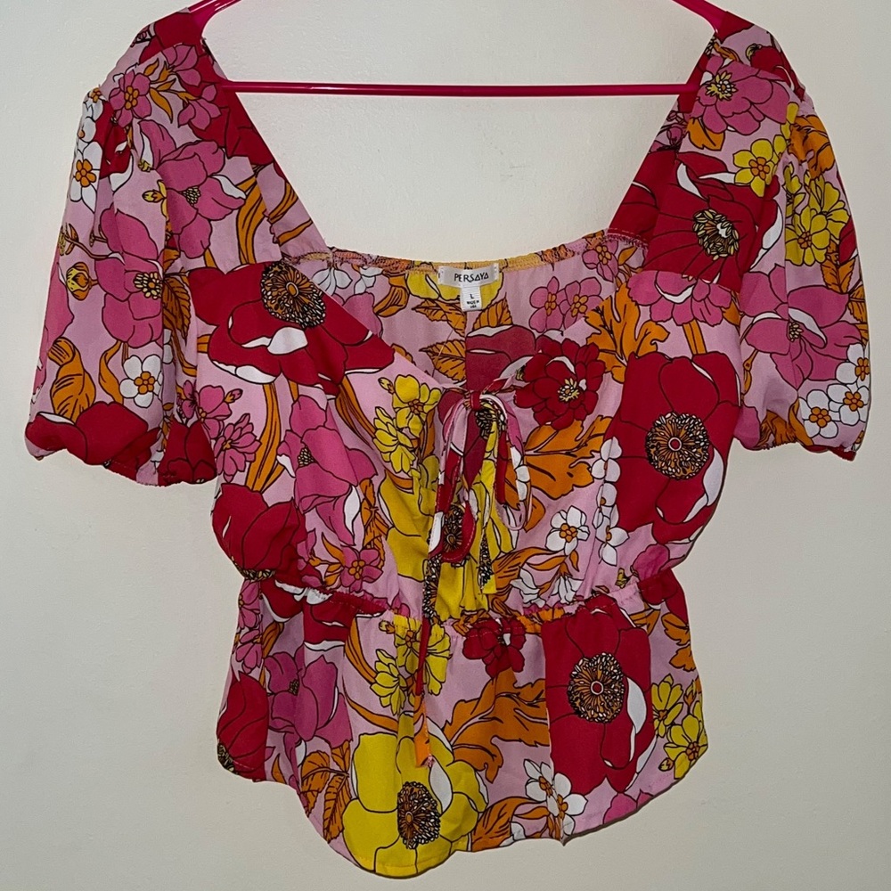 Bright Colorful Floral top